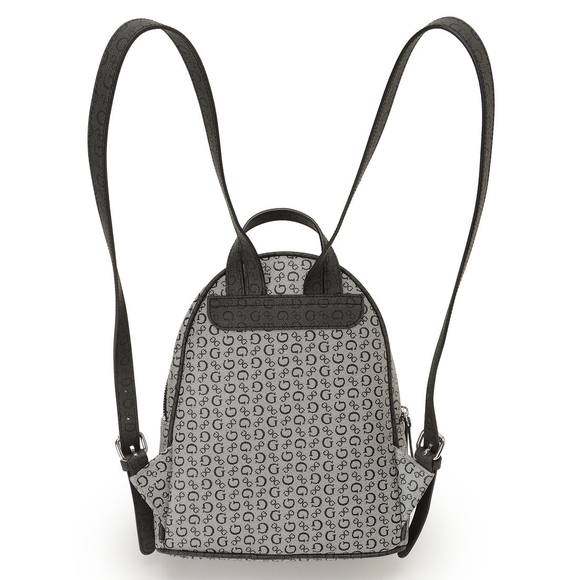 GUESS Signature Monogram Mini Backpack in Grey/Black